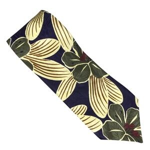 VTG Royal Knight Floral Hibiscus Tie Mens Purple Gold Tropical Island 56x4